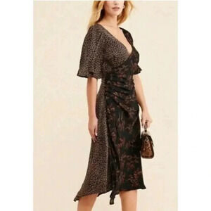 4SI3NNA Sienna Wrap Style Midi Dress | Mixed Print | Size S